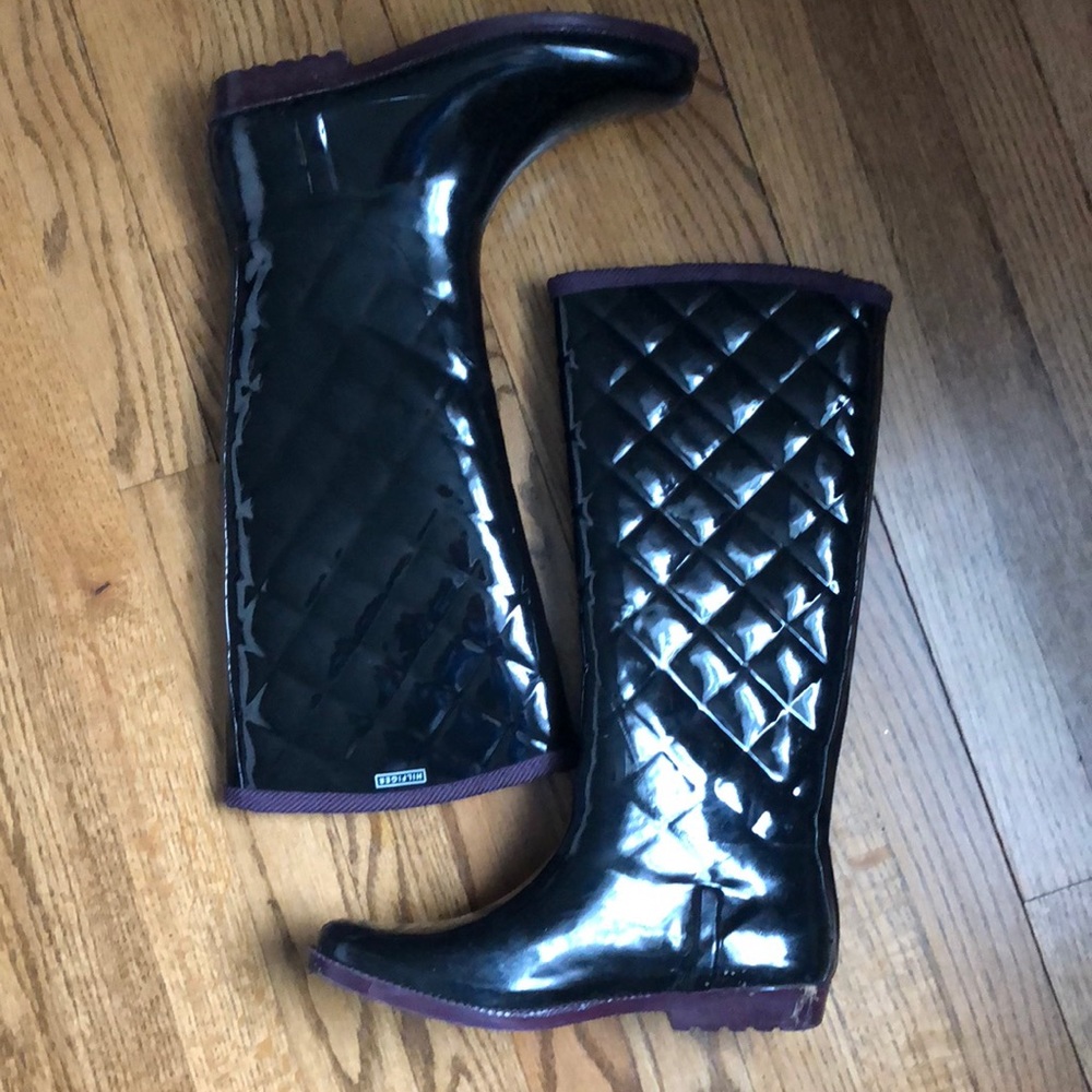 Tommy Hilfiger Black Quilted Rubber Rainboots
